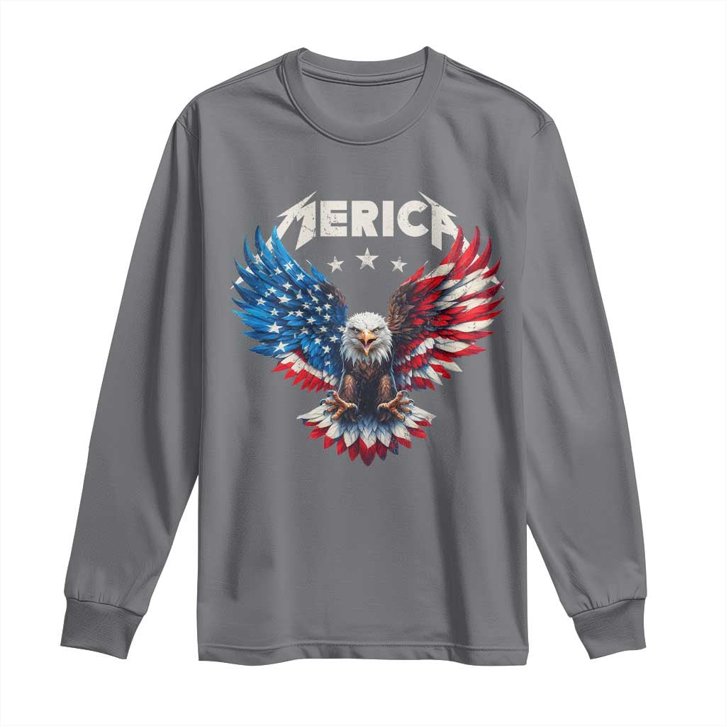 Bald Eagle Merica Long Sleeve Shirt USA American Flag Patriotic 4th of July TS10 Charcoal Print Your Wear