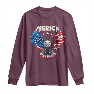 Bald Eagle Merica Long Sleeve Shirt USA American Flag Patriotic 4th of July TS10 Maroon Print Your Wear