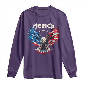 Bald Eagle Merica Long Sleeve Shirt USA American Flag Patriotic 4th of July TS10 Purple Print Your Wear