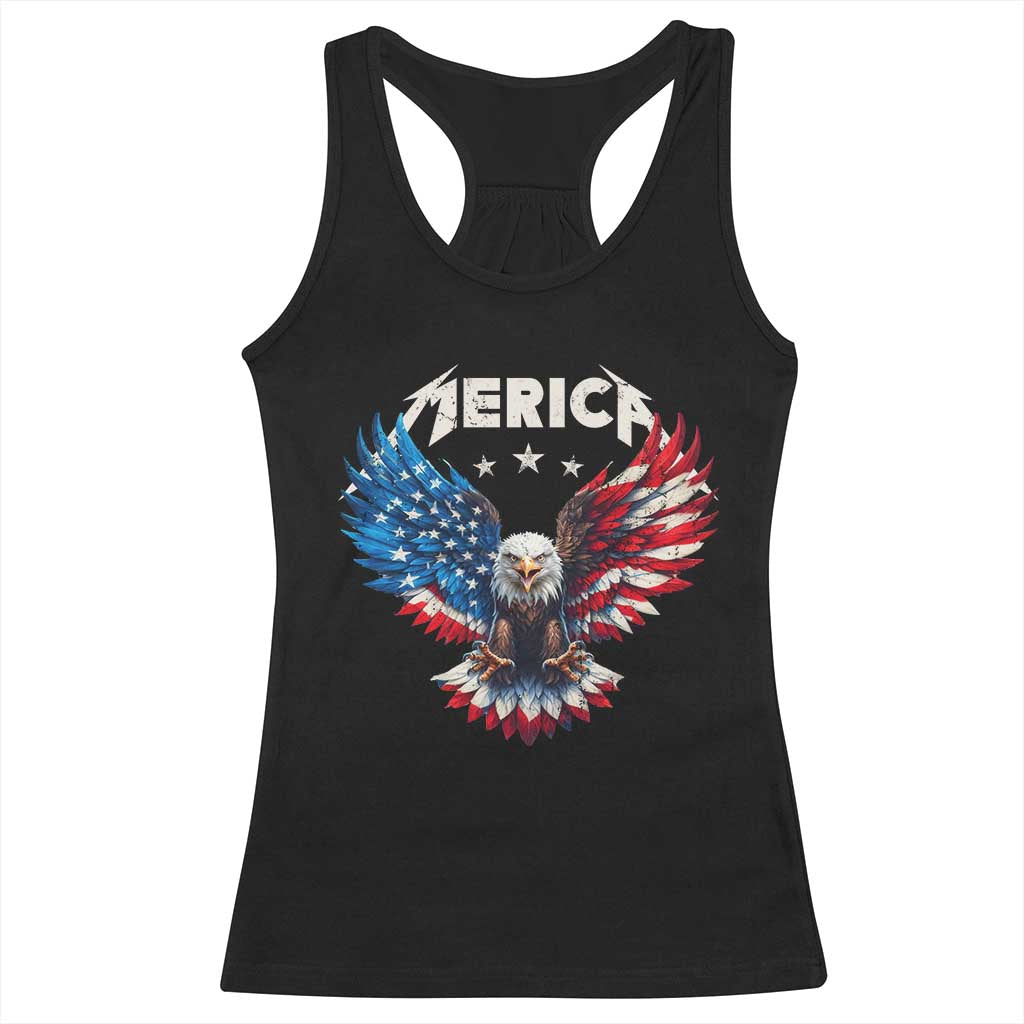 Bald Eagle Merica Racerback Tank Top USA American Flag Patriotic 4th of July TS10 Black Print Your Wear