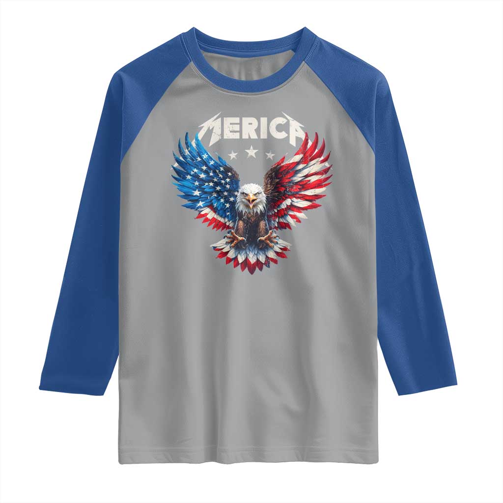 Bald Eagle Merica Raglan Shirt USA American Flag Patriotic 4th of July TS10 Sport Gray Royal Print Your Wear