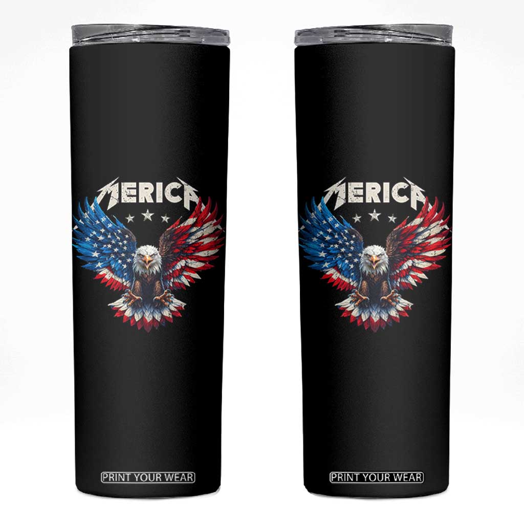 Bald Eagle Merica Skinny Tumbler USA American Flag Patriotic 4th of July TS10 Black Print Your Wear