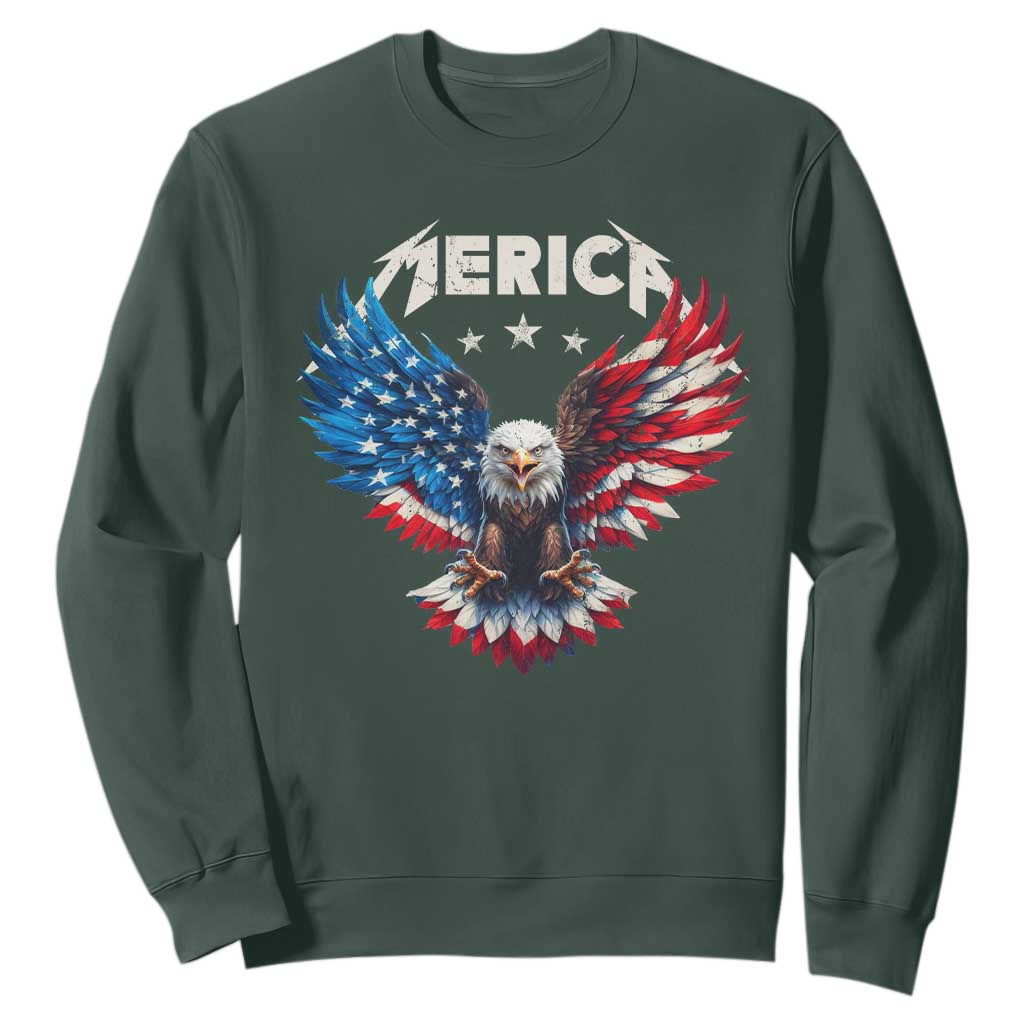 Bald Eagle Merica Sweatshirt USA American Flag Patriotic 4th of July TS10 Dark Forest Green Print Your Wear