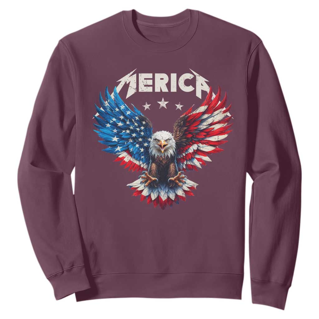 Bald Eagle Merica Sweatshirt USA American Flag Patriotic 4th of July TS10 Maroon Print Your Wear
