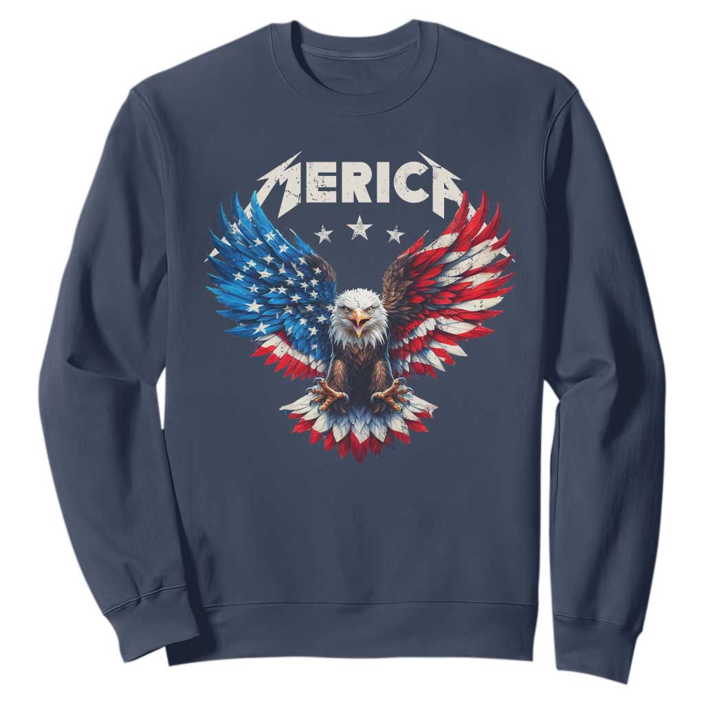 Bald Eagle Merica Sweatshirt USA American Flag Patriotic 4th of July TS10 Navy Print Your Wear