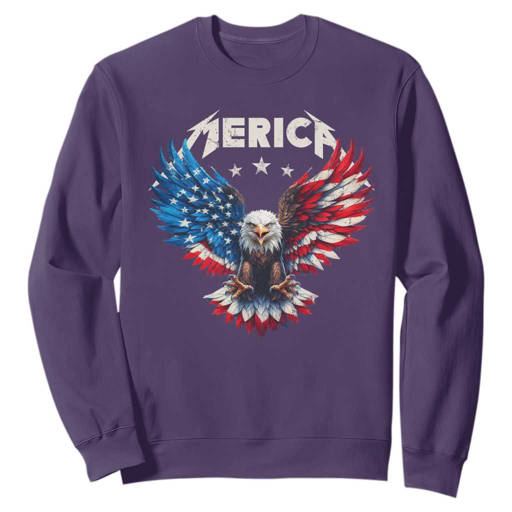 Bald Eagle Merica Sweatshirt USA American Flag Patriotic 4th of July TS10 Purple Print Your Wear