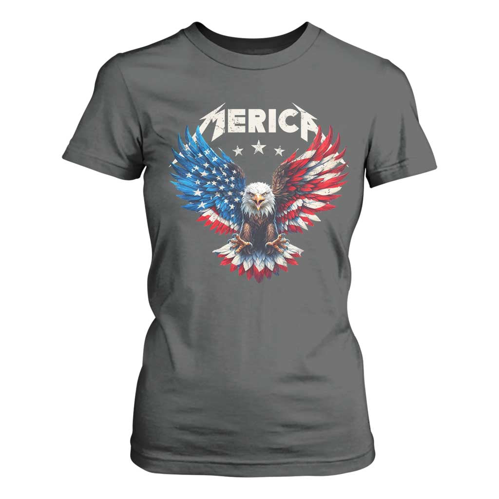 Bald Eagle Merica T Shirt For Women USA American Flag Patriotic 4th of July TS10 Dark Heather Print Your Wear