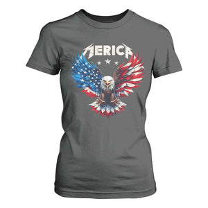 Bald Eagle Merica T Shirt For Women USA American Flag Patriotic 4th of July TS10 Dark Heather Print Your Wear