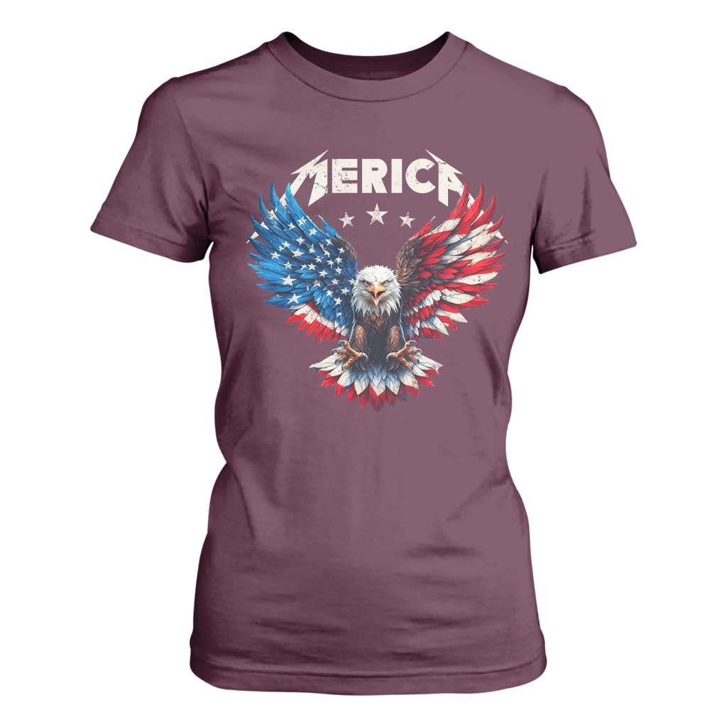 Bald Eagle Merica T Shirt For Women USA American Flag Patriotic 4th of July TS10 Maroon Print Your Wear
