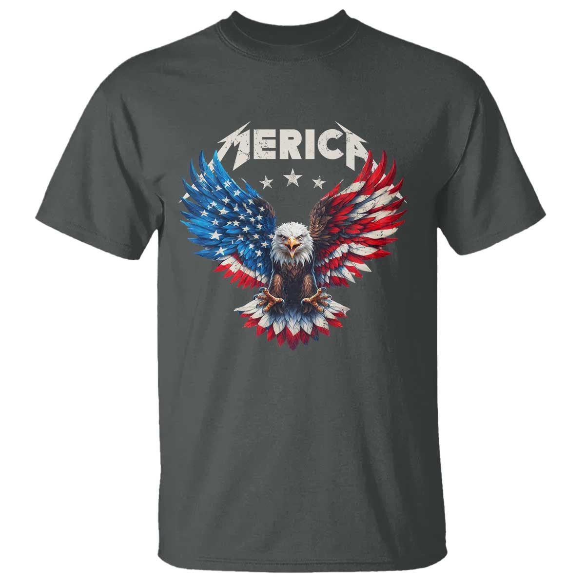 Bald Eagle Merica T Shirt USA American Flag Patriotic 4th of July TS10 Dark Heather Print Your Wear
