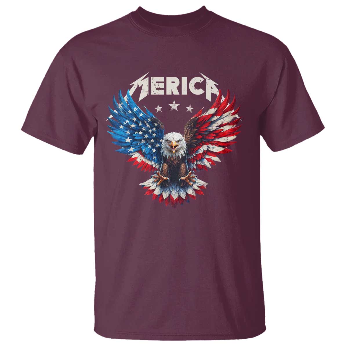 Bald Eagle Merica T Shirt USA American Flag Patriotic 4th of July TS10 Maroon Print Your Wear