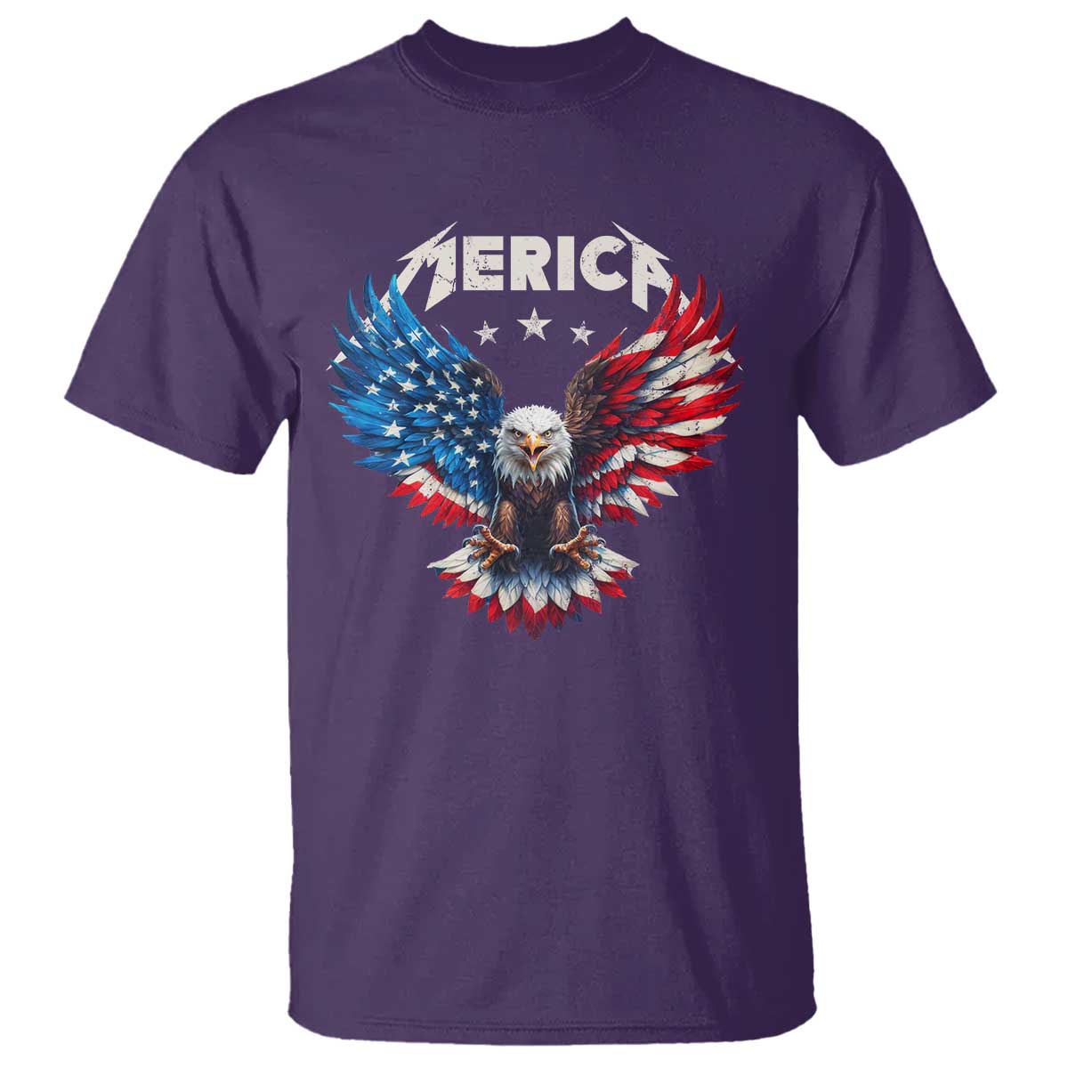 Bald Eagle Merica T Shirt USA American Flag Patriotic 4th of July TS10 Purple Print Your Wear