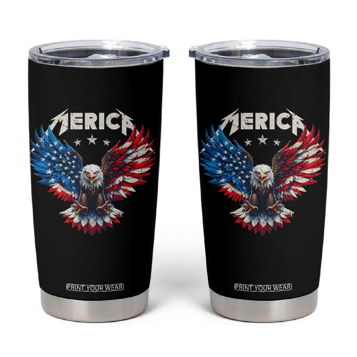 Bald Eagle Merica Tumbler Cup USA American Flag Patriotic 4th of July TS10 Black Print Your Wear