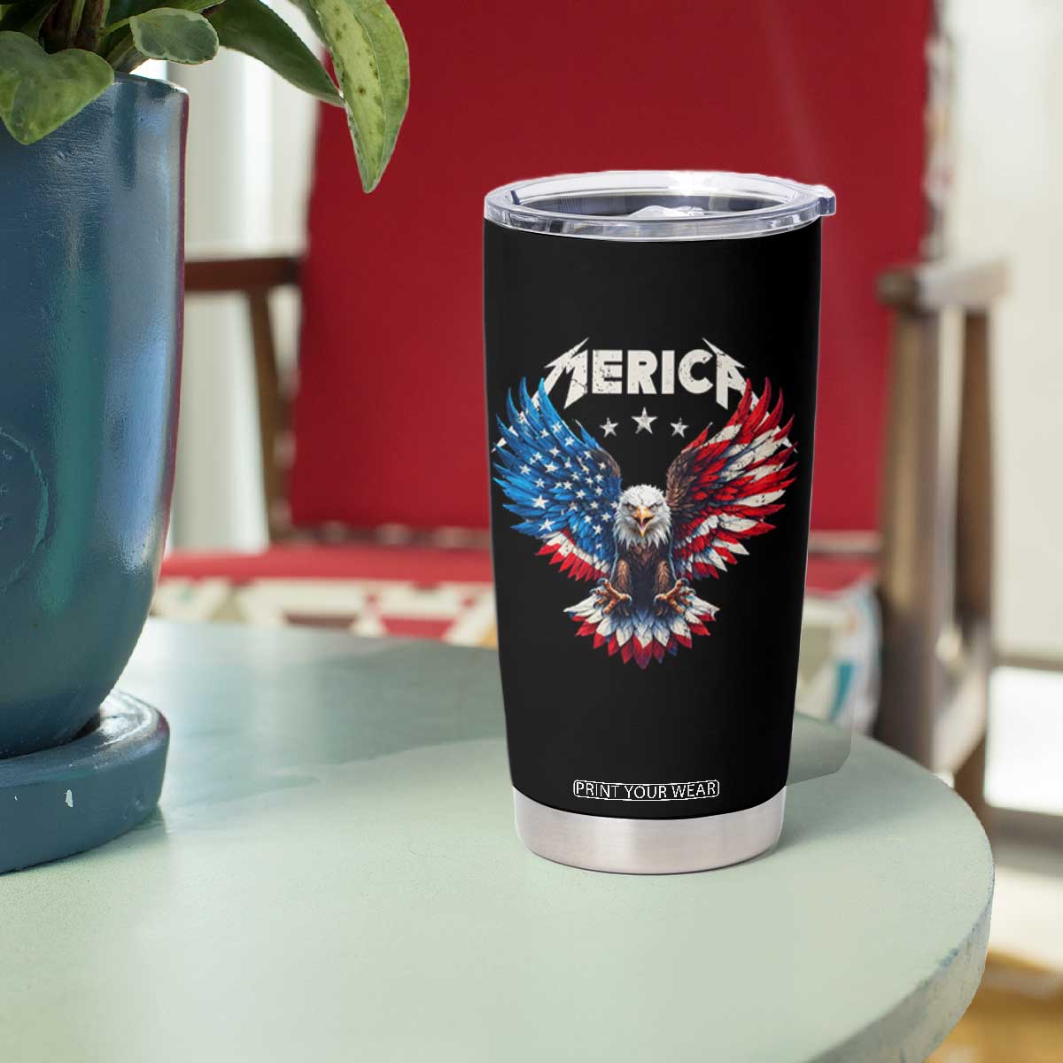 Bald Eagle Merica Tumbler Cup USA American Flag Patriotic 4th of July TS10 Print Your Wear