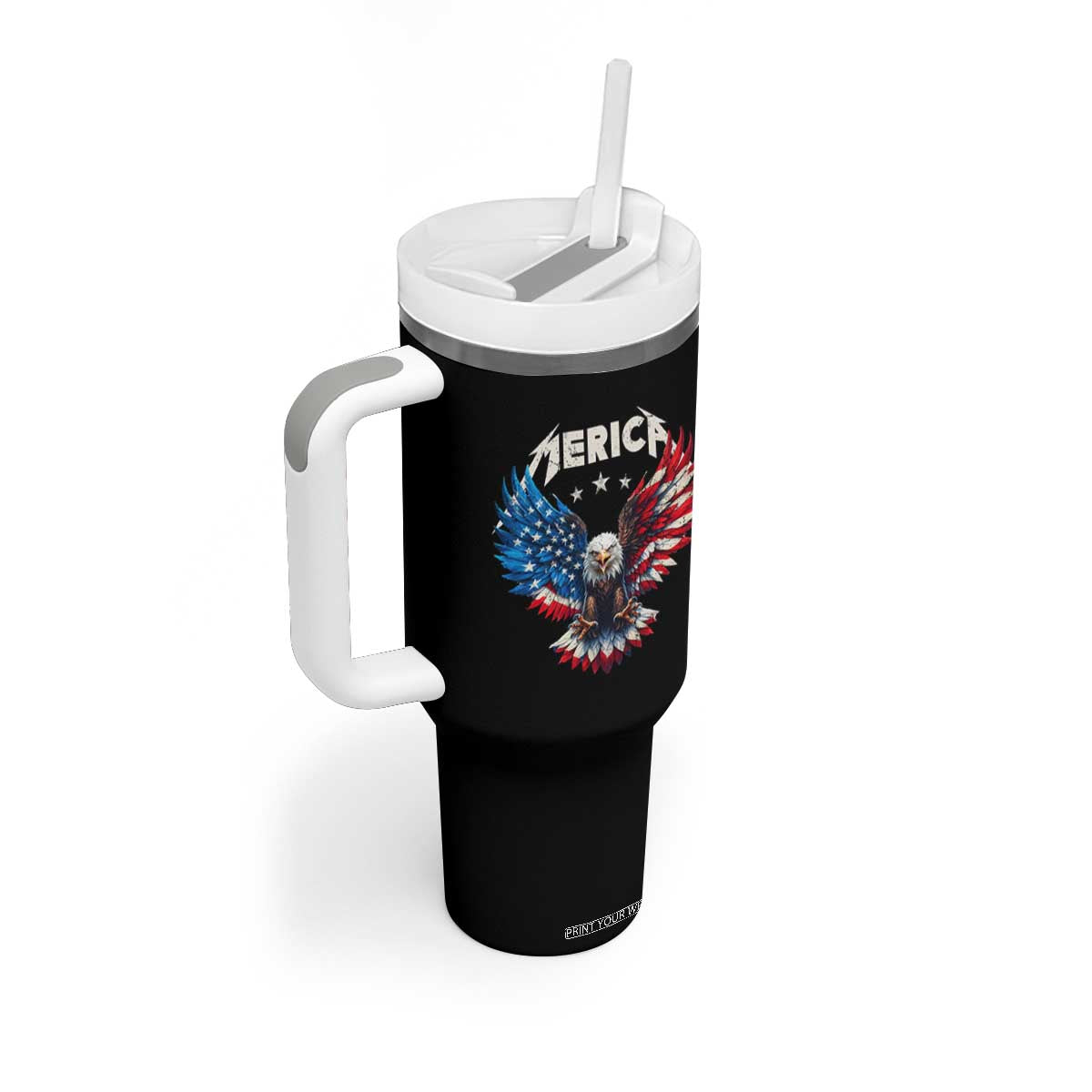 Bald Eagle Merica Tumbler With Handle USA American Flag Patriotic 4th of July TS10 Print Your Wear