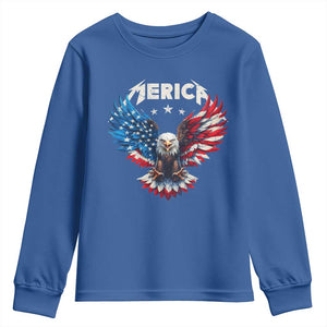 Bald Eagle Merica Youth Sweatshirt USA American Flag Patriotic 4th of July TS10 Royal Blue Print Your Wear