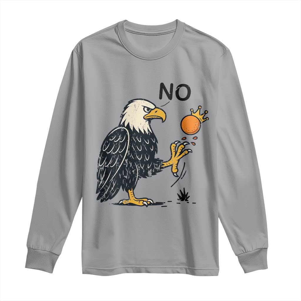 Bald Eagle No Kings In America Long Sleeve Shirt No Orange We The People Patriotic Political Statement TS02 Sport Gray Print Your Wear