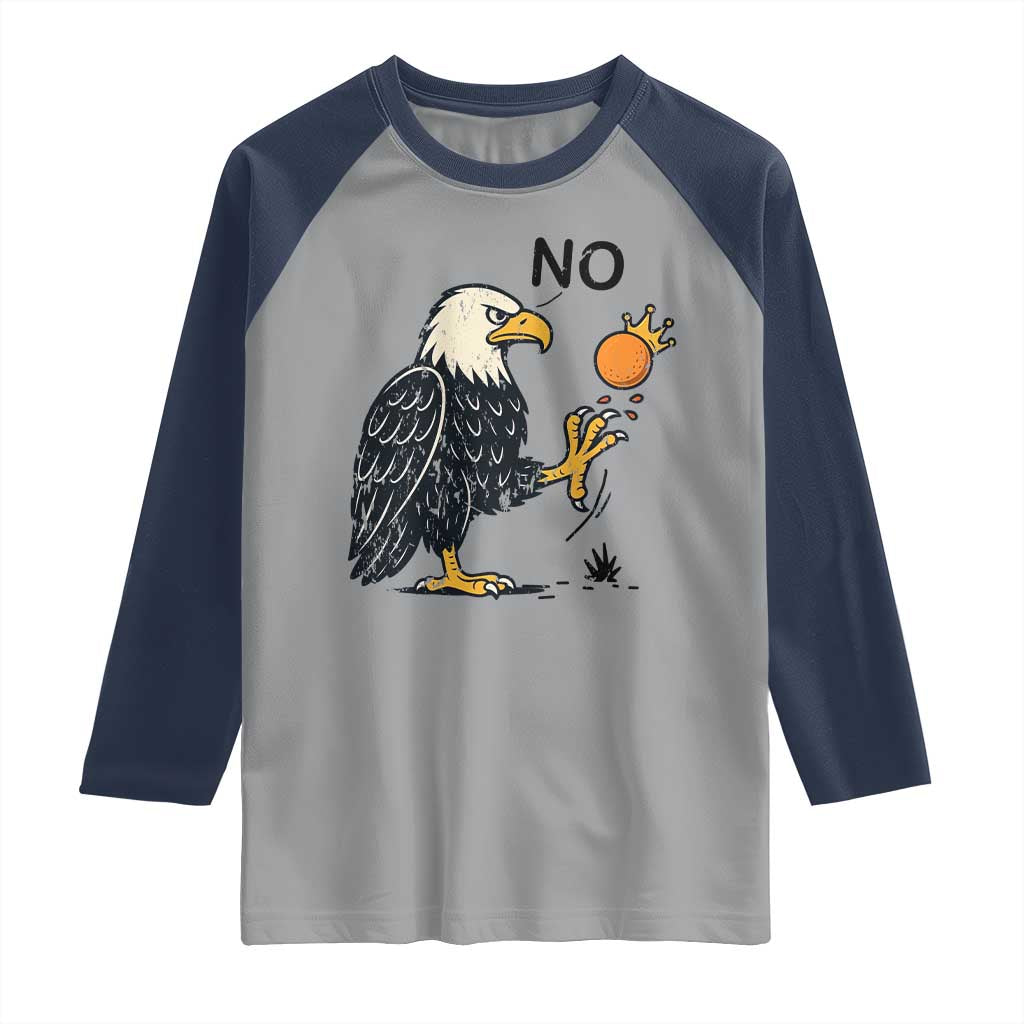 Bald Eagle No Kings In America Raglan Shirt No Orange We The People Patriotic Political Statement TS02 Sport Gray Navy Print Your Wear