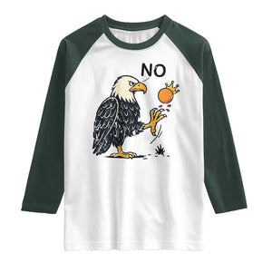 Bald Eagle No Kings In America Raglan Shirt No Orange We The People Patriotic Political Statement TS02 White Dark Forest Green Print Your Wear