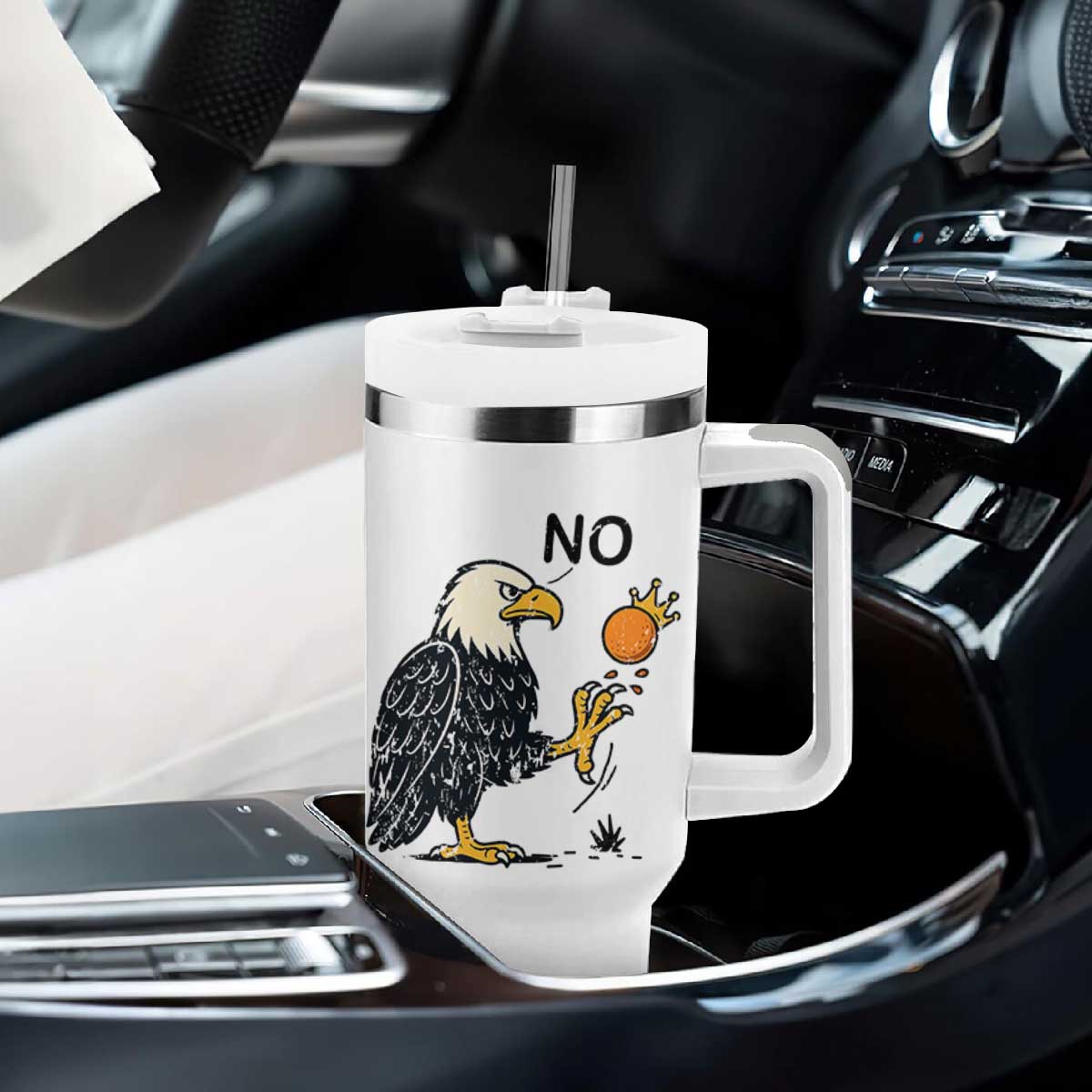 Bald Eagle No Kings In America Tumbler With Handle No Orange We The People Patriotic Political Statement TS02 Print Your Wear