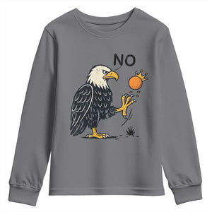 Bald Eagle No Kings In America Youth Sweatshirt No Orange We The People Patriotic Political Statement TS02 Charcoal Print Your Wear