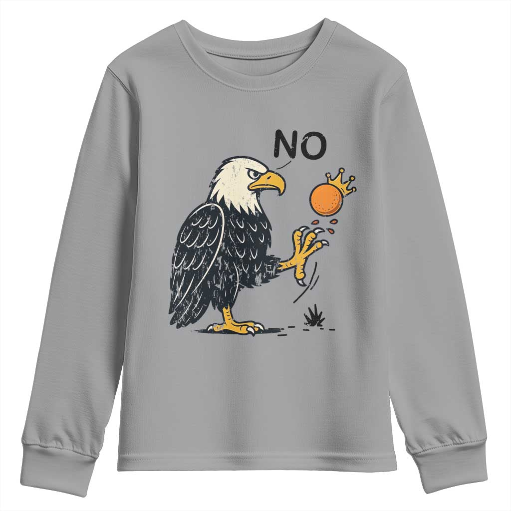 Bald Eagle No Kings In America Youth Sweatshirt No Orange We The People Patriotic Political Statement TS02 Sport Gray Print Your Wear