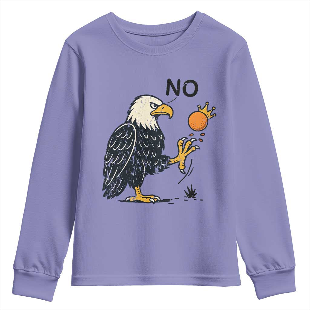 Bald Eagle No Kings In America Youth Sweatshirt No Orange We The People Patriotic Political Statement TS02 Violet Print Your Wear