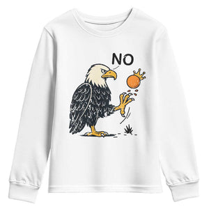 Bald Eagle No Kings In America Youth Sweatshirt No Orange We The People Patriotic Political Statement TS02 White Print Your Wear