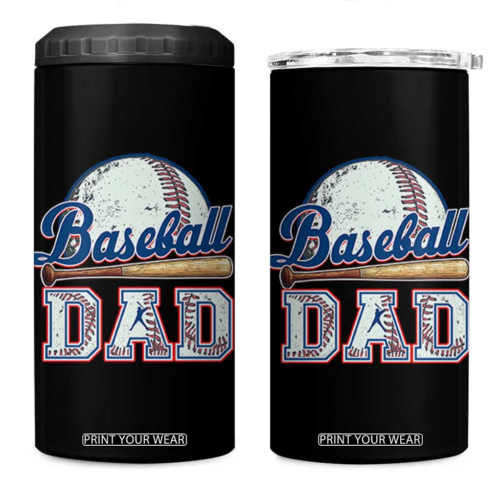 Baseball Dad 4 in 1 Can Cooler Tumbler Baseball Sport Lovers For Father's Day TS02 One Size: 16 oz Black Print Your Wear