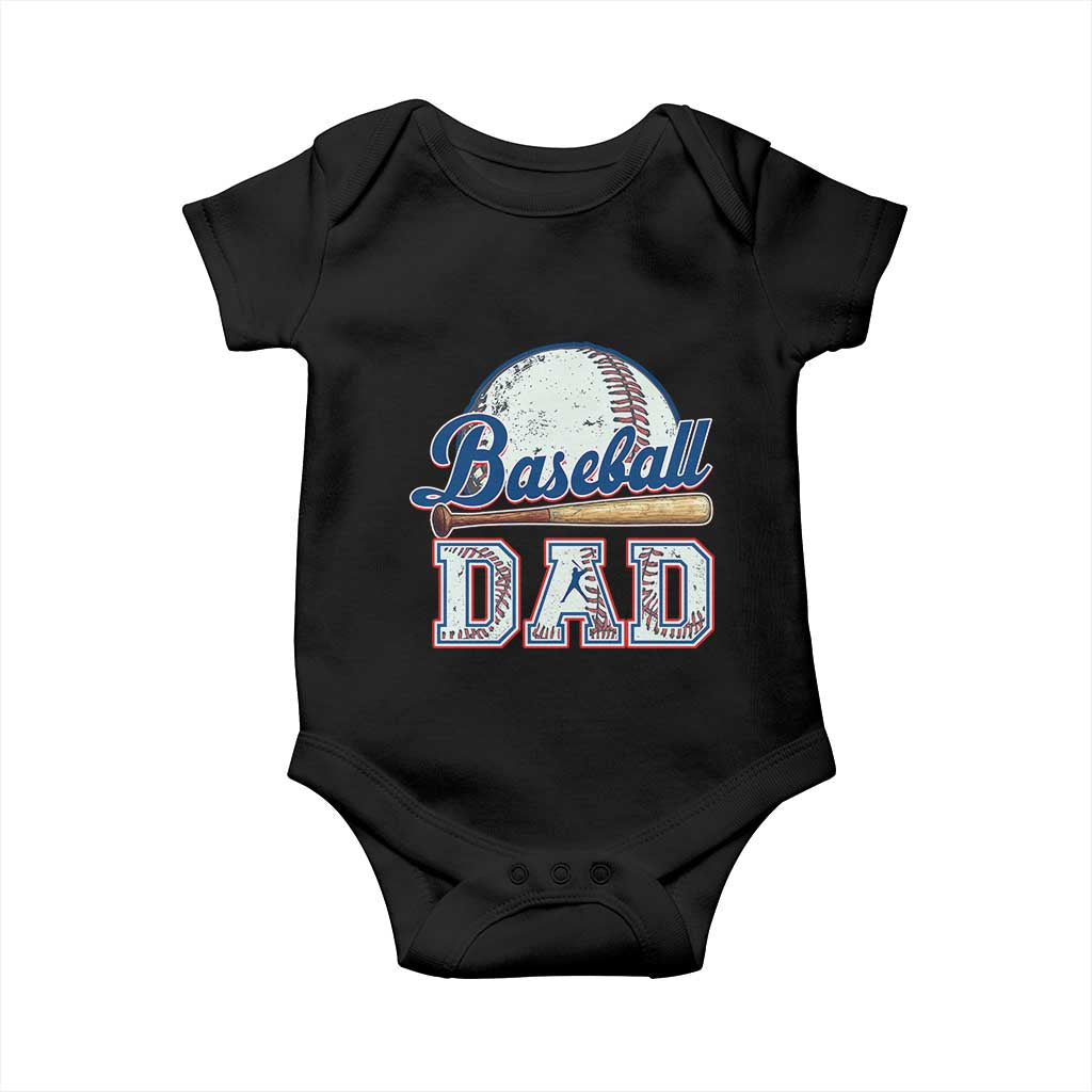 Baseball Dad Baby Onesie Baseball Sport Lovers For Father's Day TS02 Black Print Your Wear