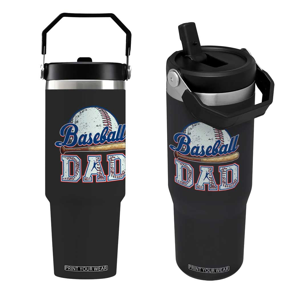 Baseball Dad Flip Straw Tumbler Baseball Sport Lovers For Father's Day TS02 One Size: 30 oz Black Print Your Wear
