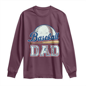 Baseball Dad Long Sleeve Shirt Baseball Sport Lovers For Father's Day TS02 Maroon Print Your Wear