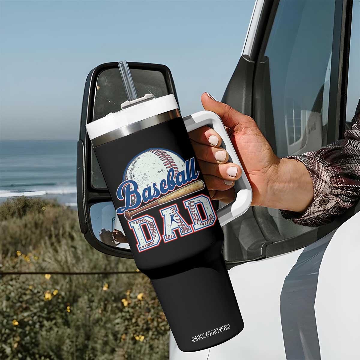 Baseball Dad Tumbler With Handle Baseball Sport Lovers For Father's Day TS02 Print Your Wear