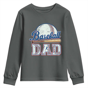Baseball Dad Youth Sweatshirt Baseball Sport Lovers For Father's Day TS02 Dark Heather Print Your Wear