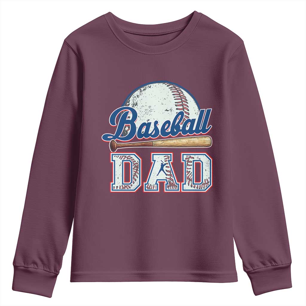 Baseball Dad Youth Sweatshirt Baseball Sport Lovers For Father's Day TS02 Maroon Print Your Wear