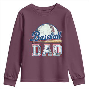 Baseball Dad Youth Sweatshirt Baseball Sport Lovers For Father's Day TS02 Maroon Print Your Wear