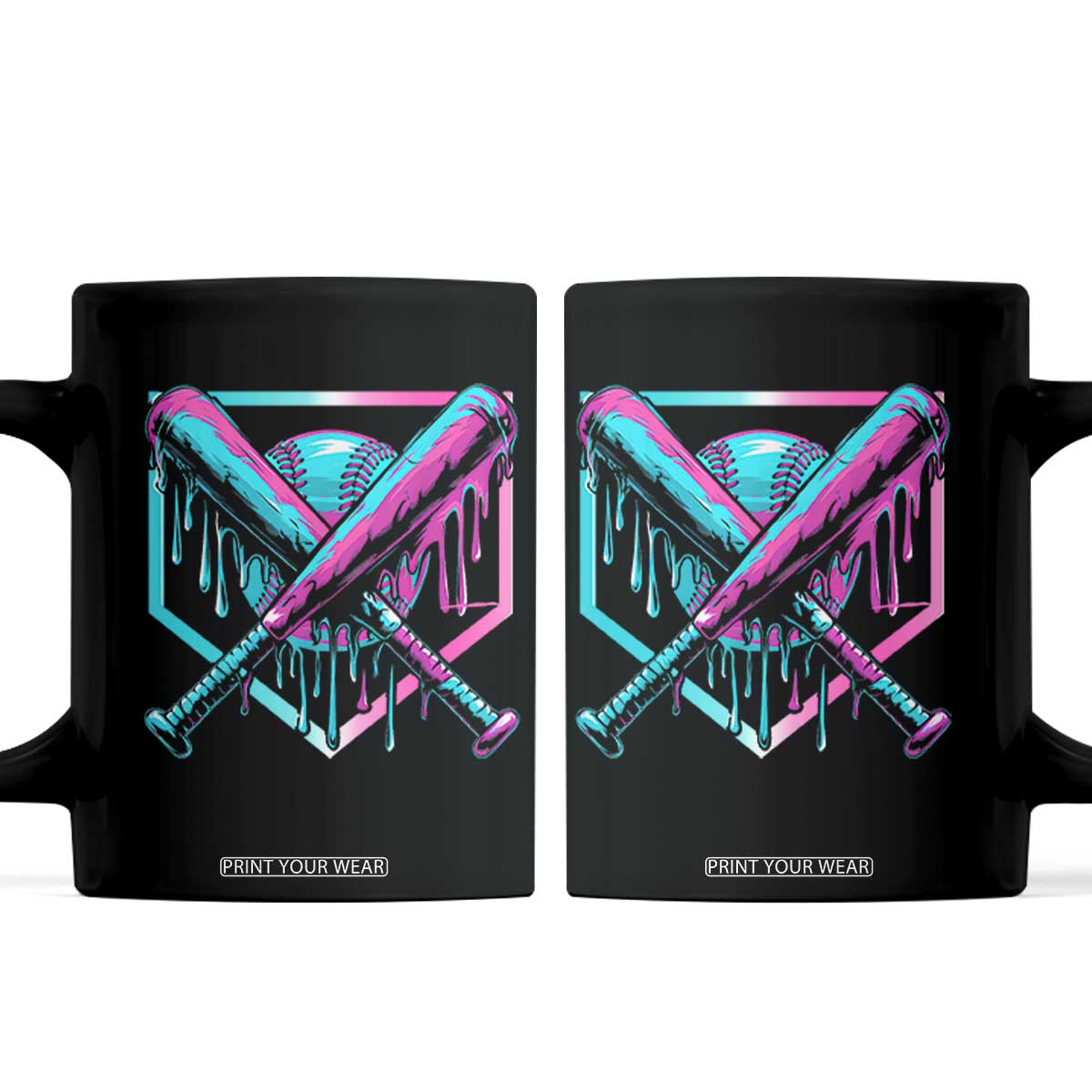 Baseball Drip Ice Cream Dripping Coffee Mug TS02 Black Print Your Wear