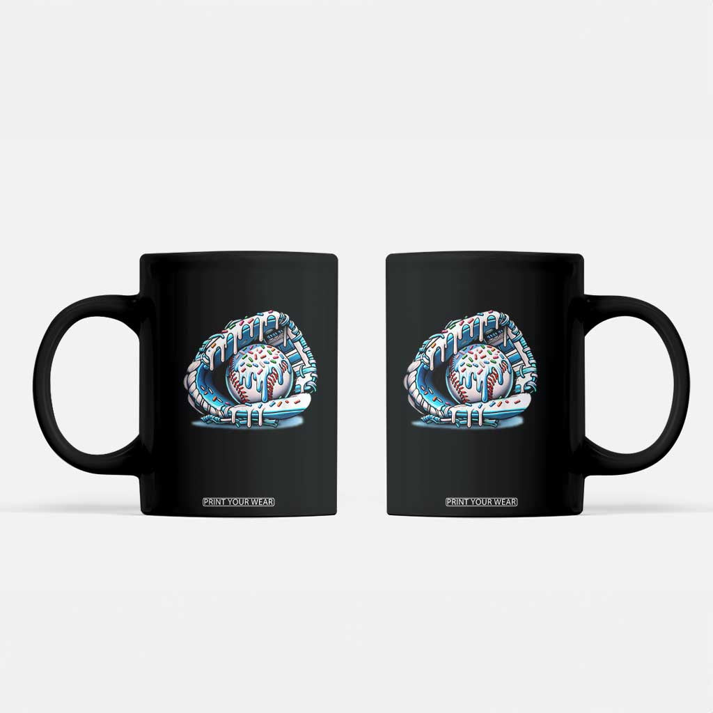 Baseball Drip Sprinkles Ice Cream Coffee Mug Ball and Glove Dripping TS02 Black Print Your Wear