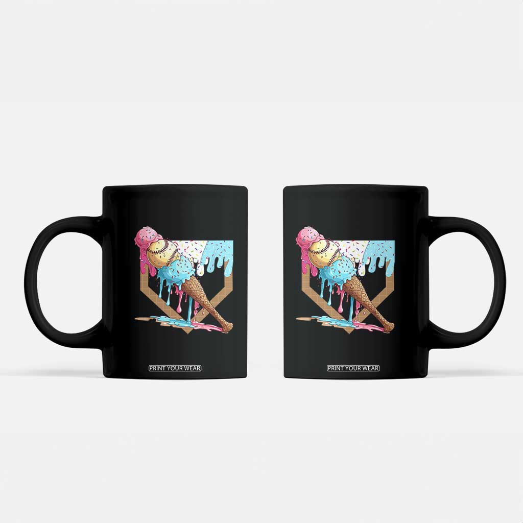 Baseball Home Ice Cream Dripping Coffee Mug TS02 Black Print Your Wear