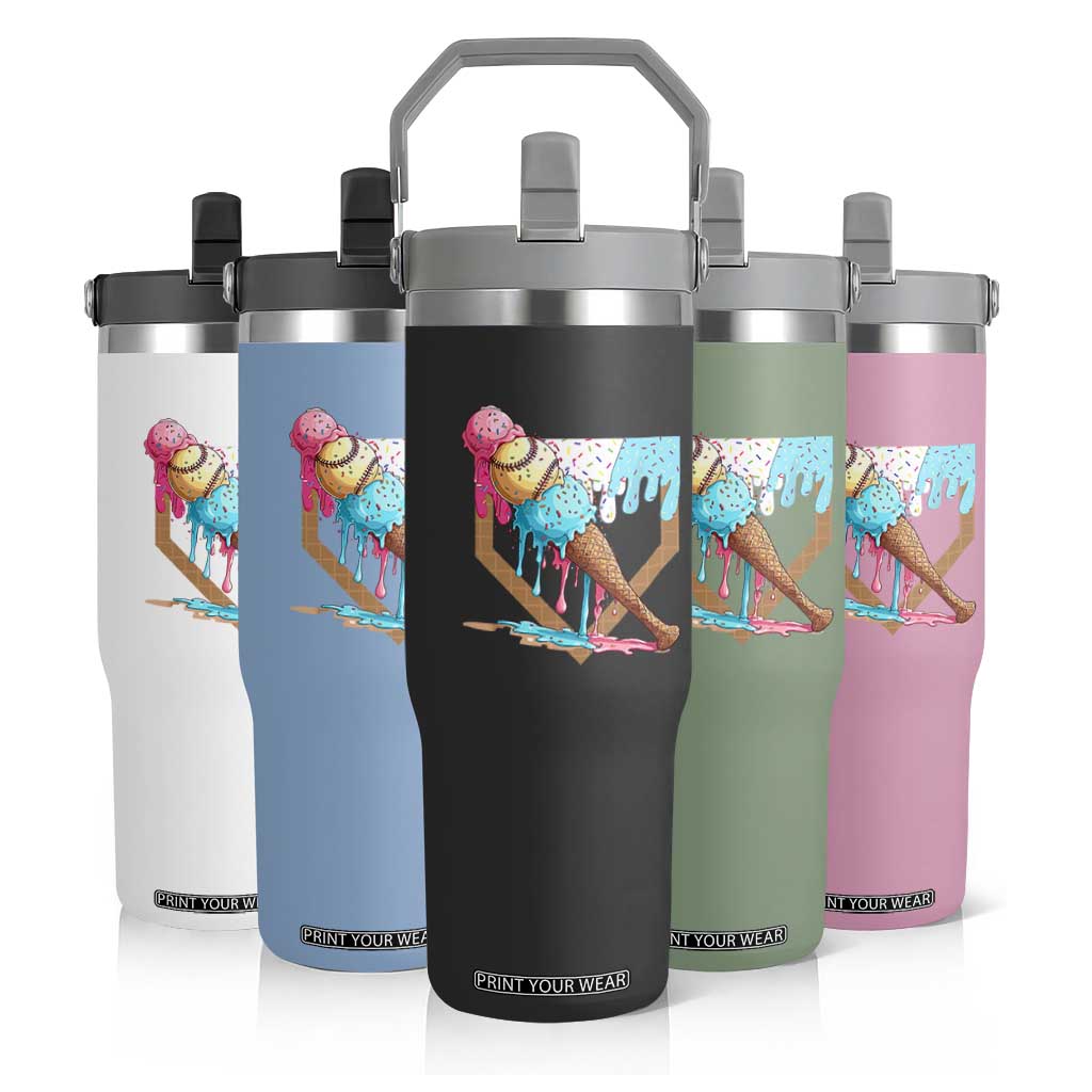 Baseball Home Ice Cream Dripping Flip Straw Tumbler TS02 Print Your Wear