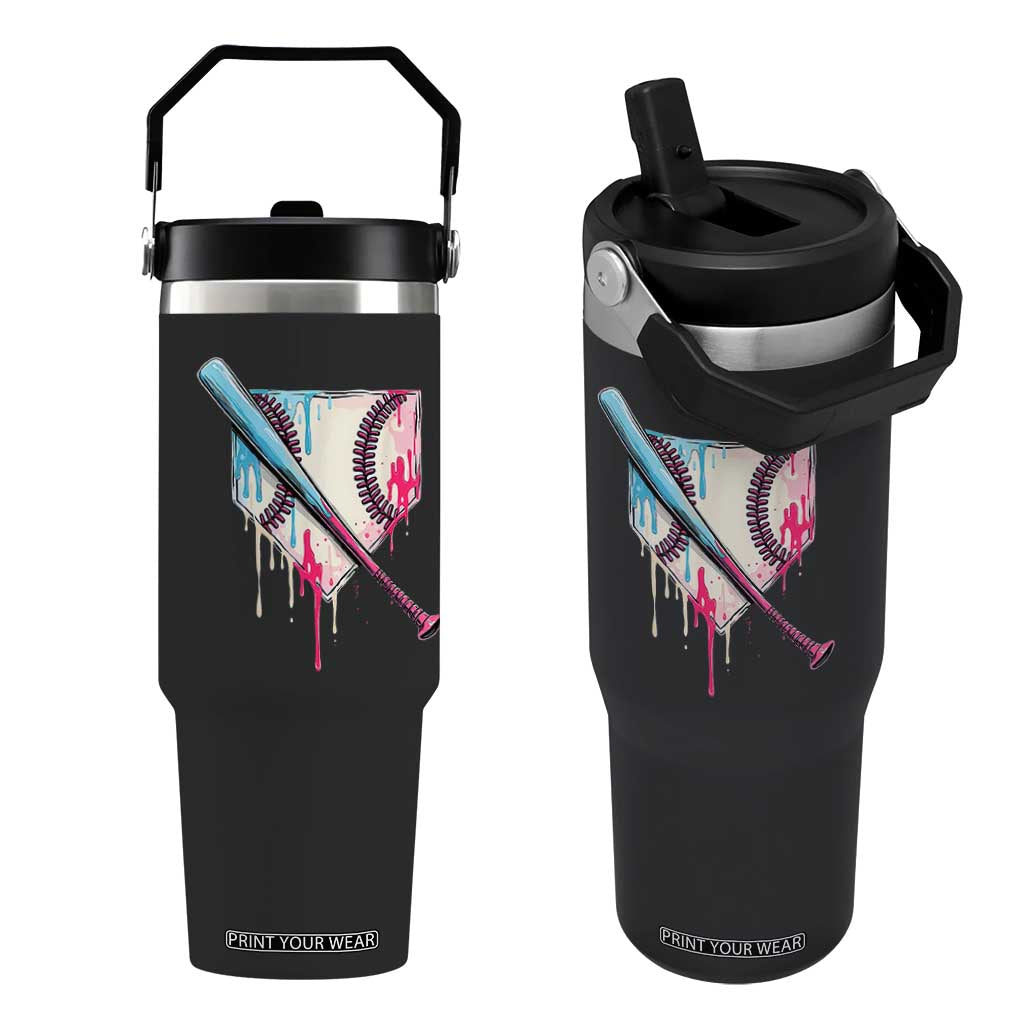 Baseball Home Plate Drip With Sprinkles Flip Straw Tumbler TS02 One Size: 30 oz Black Print Your Wear