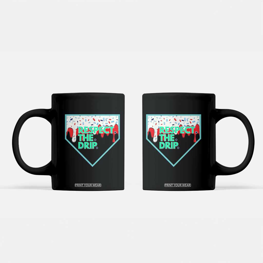 Baseball Home Plate Dripping Ice Cream Coffee Mug Respect The Drip Social Club Sprinkles TS02 Black Print Your Wear