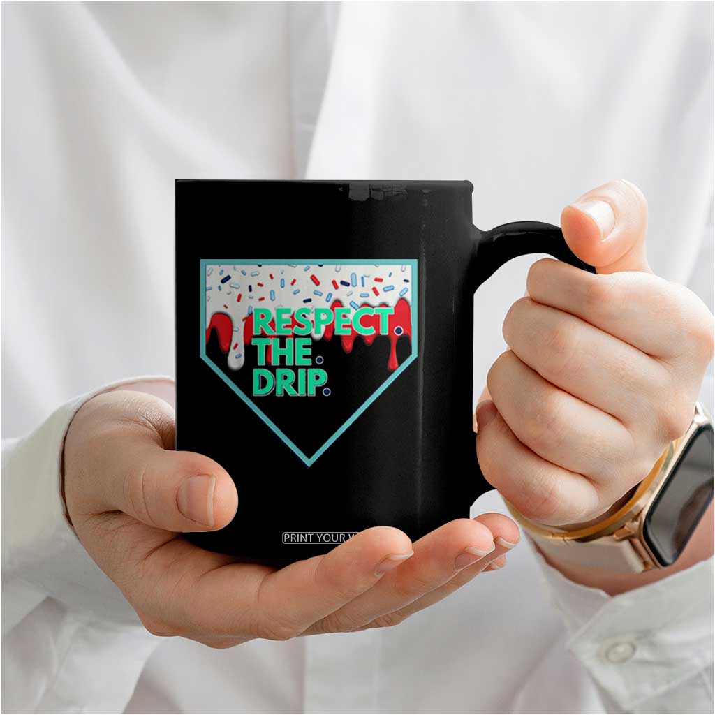 Baseball Home Plate Dripping Ice Cream Coffee Mug Respect The Drip Social Club Sprinkles TS02 Print Your Wear