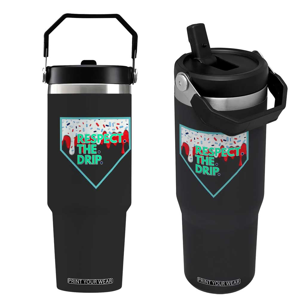 Baseball Home Plate Dripping Ice Cream Flip Straw Tumbler Respect The Drip Social Club Sprinkles TS02 One Size: 30 oz Black Print Your Wear