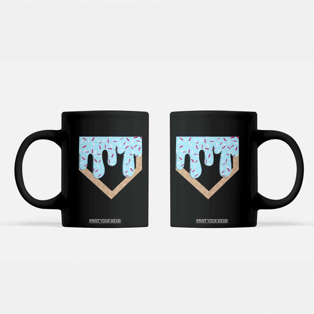 Baseball Ice Cream Dripping Coffee Mug Home Plate Drip TS02 Black Print Your Wear