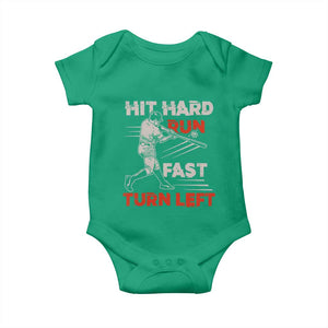 Baseball Lover Baby Onesie Hit Hard Run Fast Turn Left Softball Fan TS02 Irish Green Print Your Wear