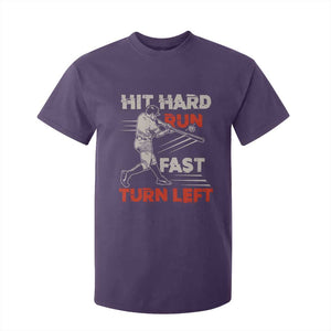 Baseball Lover T Shirt For Kid Hit Hard Run Fast Turn Left Softball Fan TS02 Purple Print Your Wear