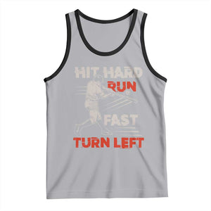 Baseball Lover Tank Top Hit Hard Run Fast Turn Left Softball Fan TS02 Athletic Heather Black Print Your Wear