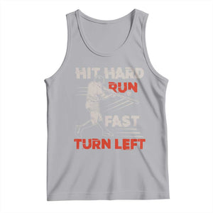 Baseball Lover Tank Top Hit Hard Run Fast Turn Left Softball Fan TS02 Athletic Heather Print Your Wear