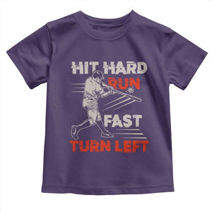 Baseball Lover Toddler T Shirt Hit Hard Run Fast Turn Left Softball Fan TS02 Purple Print Your Wear